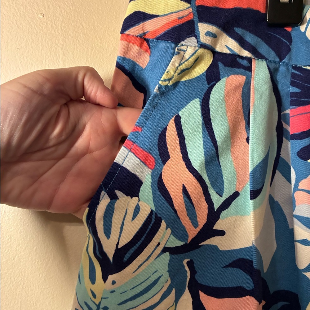 NWT IMAN Global Chic Wide-Leg Cotton Twill Crop Pants Tropical Stretch Blue 18W - Picture 4 of 11